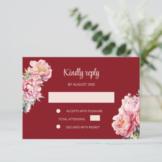 QR Code Peony Red RSVP Mariage chinois (Debout devant)