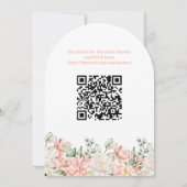 QR Code Perzik Bloemige Koppels Bruiloft Kaart (Achterkant)
