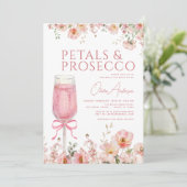 QR Code Petals & Prosecco Foto Vrijgezellenfeest Kaart (Staand voorkant)