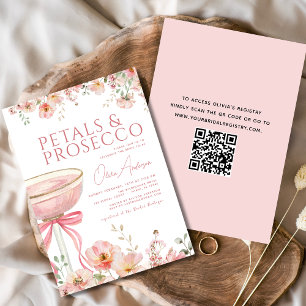 QR Code Petals & Prosecco Roze Boog Vrijgezellenfe Kaart