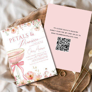 QR Code Petals & Prosecco Roze Boog Vrijgezellenfe Kaart