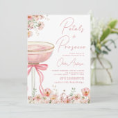 QR Code Petals & Prosecco Roze Boog Vrijgezellenfe Kaart (Staand voorkant)