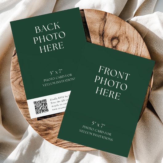 QR Code Photo Card for Vellum Wedding Invitations Kaart