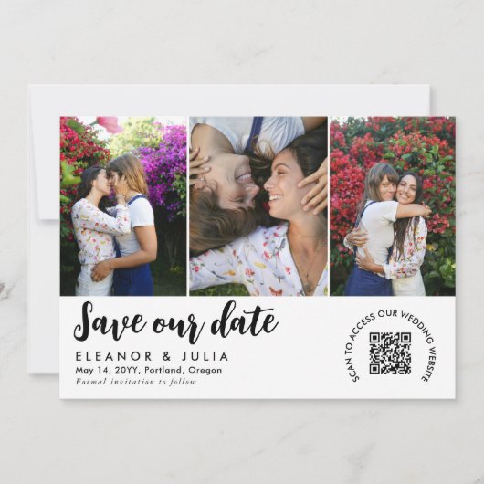 QR Code Photo Collage Wedding Save the Date (Devant)