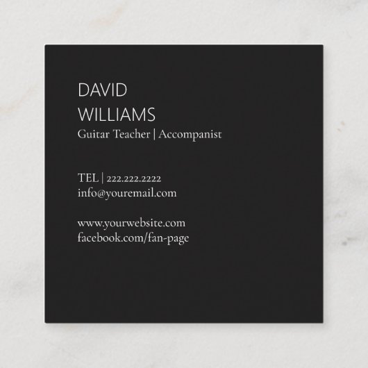 QR Code Photo Music Teacher Singer Songwriter Vierkante Visitekaartje (Achterkant)