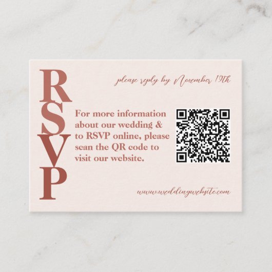 QR Code photo Terracotta moderne mariage carte RSV (Devant)