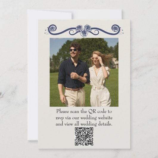 QR Code Photo Wedding Invitation | Elegant Boho  (Dos)