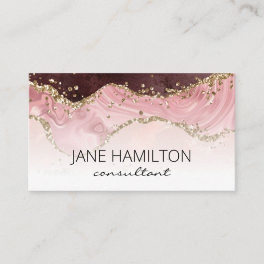 QR Code Pink Agate Marble Carte de visite (Devant)