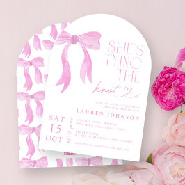 QR Code Pink Bow Ze is het binden van de Knoop Dou Kaart