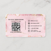 QR Code Pink Marble Esthetician & Spa Visitekaartje (Achterkant)