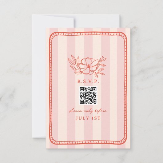 QR Code Pink Strike Floral Mariage QR RSVP (Devant)