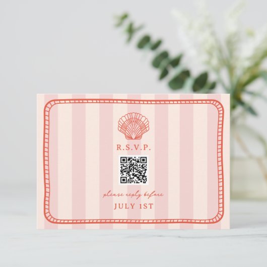 QR Code Pink Strike Shell Mariage QR RSVP (Debout devant)