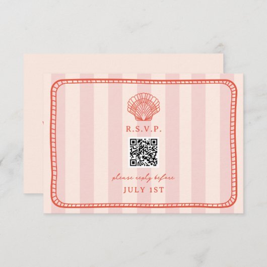 QR Code Pink Strike Shell Mariage QR RSVP (Devant / Derrière)