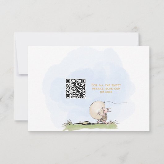 QR Code Pooh Beer Shower RSVP Bedankkaart (Achterkant)
