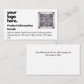 QR-code Productverpakking garantie — coupon Informatiekaartje (Voorkant / Achterkant)