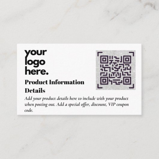 QR-code Productverpakking garantie — coupon Informatiekaartje (Voorkant)