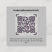 QR-code productverpakkingsgarantie details coupon Informatiekaartje (Voorkant)