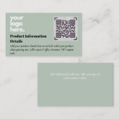 QR-code productverpakkingsgarantie details coupon Informatiekaartje (Voorkant / Achterkant)