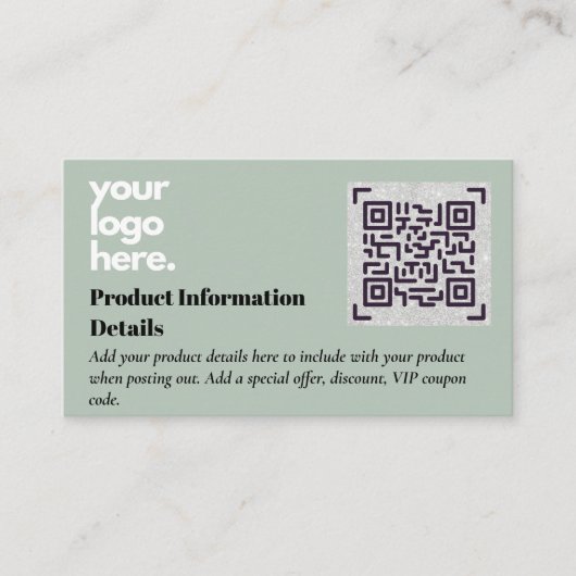 QR-code productverpakkingsgarantie details coupon Informatiekaartje (Voorkant)