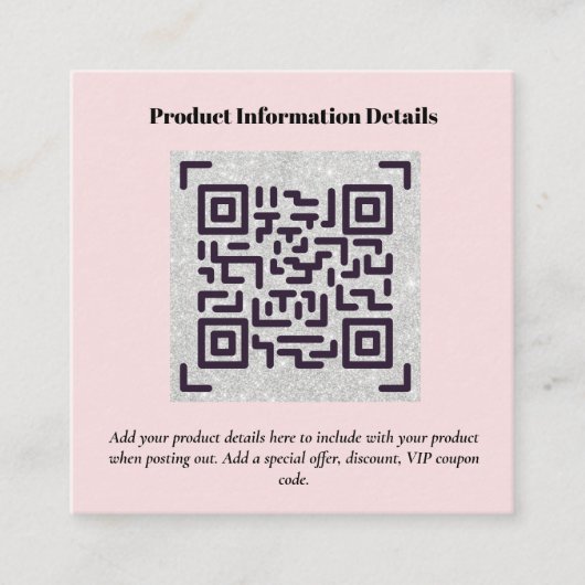 QR-code productverpakkingsgarantie details coupon Informatiekaartje (Voorkant)