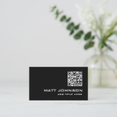 QR Code Professional Carte de visite noir moderne (Debout devant)