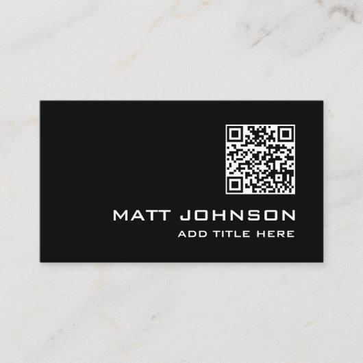 QR Code Professional Carte de visite noir moderne (Devant)