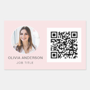 QR Code Professional Foto Blush roze rechthoekig Rechthoekige Sticker