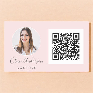 QR Code Professional Foto Blush roze roze roodbaar Rechthoekige Sticker