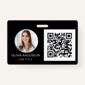 QR Code Professional Foto wit Visitekaartje Slecht Badge (Voorkant)