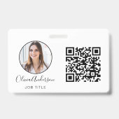 QR Code Professional Foto wit Visitekaartje Slecht Badge (Voorzijde)