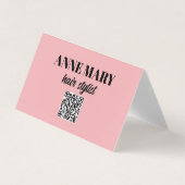 QR Code Professioneel Roze Zwart Haarstylist Moder Visitekaartjes (Voorkant)