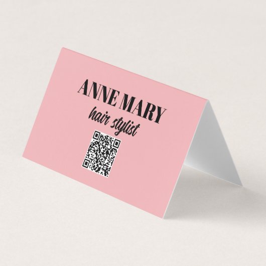 QR Code Professioneel Roze Zwart Haarstylist Moder Visitekaartjes (Voorkant)