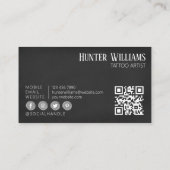 QR Code Professioneel Zwart  Tattoo Artiest Visitekaartje (Achterkant)