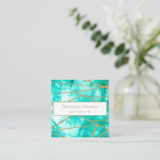 QR Code Professionele Blauwe Gouden Kleurenontwerp Vierkante Visitekaartje (Staand voorkant)