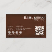 QR Code Professionele  Bruin Tattoo Artiest Visitekaartje (Achterkant)