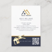 QR Code Professionele Foto Moderne Realtor Makelaa Visitekaartje (Achterkant)