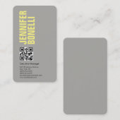QR code professionele minimalist vet grijs geel Visitekaartje (Voorkant / Achterkant)