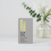 QR code professionele minimalist vet grijs geel Visitekaartje (Staand voorkant)