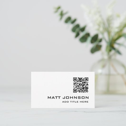 QR Code Professionnel Carte de visite blanc modern (Debout devant)