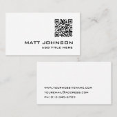 QR Code Professionnel Carte de visite blanc modern (Devant / Derrière)