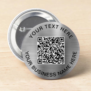 QR-code Promotie Zilver Ronde Button 5,7 Cm