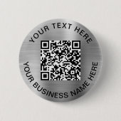 QR-code Promotie Zilver Ronde Button 5,7 Cm (Voorkant)