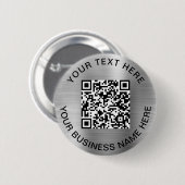 QR-code Promotie Zilver Ronde Button 5,7 Cm (Voorkant /achterkant)