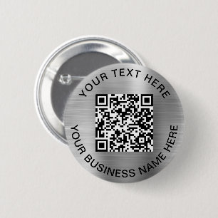 QR-code Promotie Zilver Ronde Button 5,7 Cm