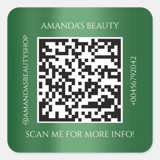 QR Code promotienaam Contact Greenery Vierkante Sticker (Voorkant)