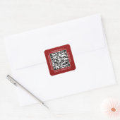 QR-code promotienaam Contact Web Kraft Red Vierkante Sticker (Envelop)