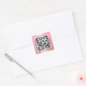 QR-code promotienaam webroze roze Vierkante Sticker (Envelop)