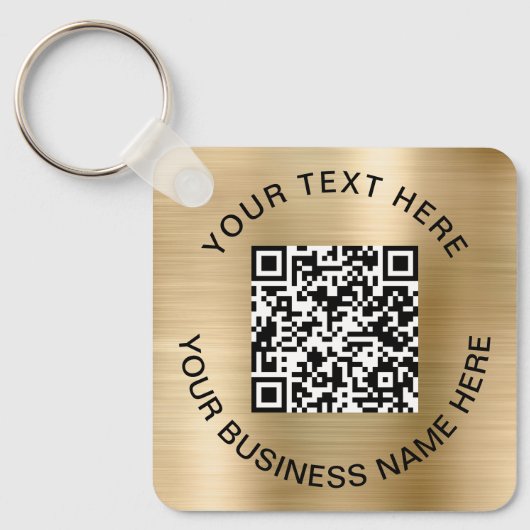 QR-code Promotioneel goud Sleutelhanger (Voorkant)