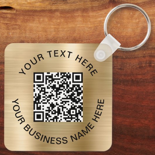 QR-code Promotioneel goud Sleutelhanger (Achterkant)