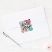 QR Code Promotionele Naam Web Holograaf Glitter Vierkante Sticker (Envelop)